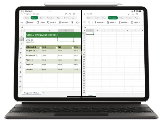 can excel for mac split screen with other apps